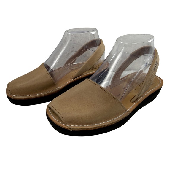 Pons Avarca Shoes - Pons Avarca Women Tan Leather Slingback Wedge Sandals Size 7 Comfort Spain